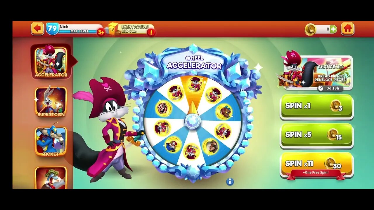 2 Jackpots!! 5 x Accelerator Wheel and 5 x Gadget wheel spins - Looney Tunes World of Mayhem