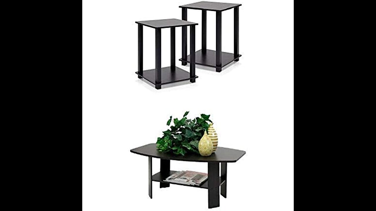 Furinno 12127EXBK Simplistic End Table, EspressoBlack, Set of 2 & Furinno 11179EX Simple Desi...