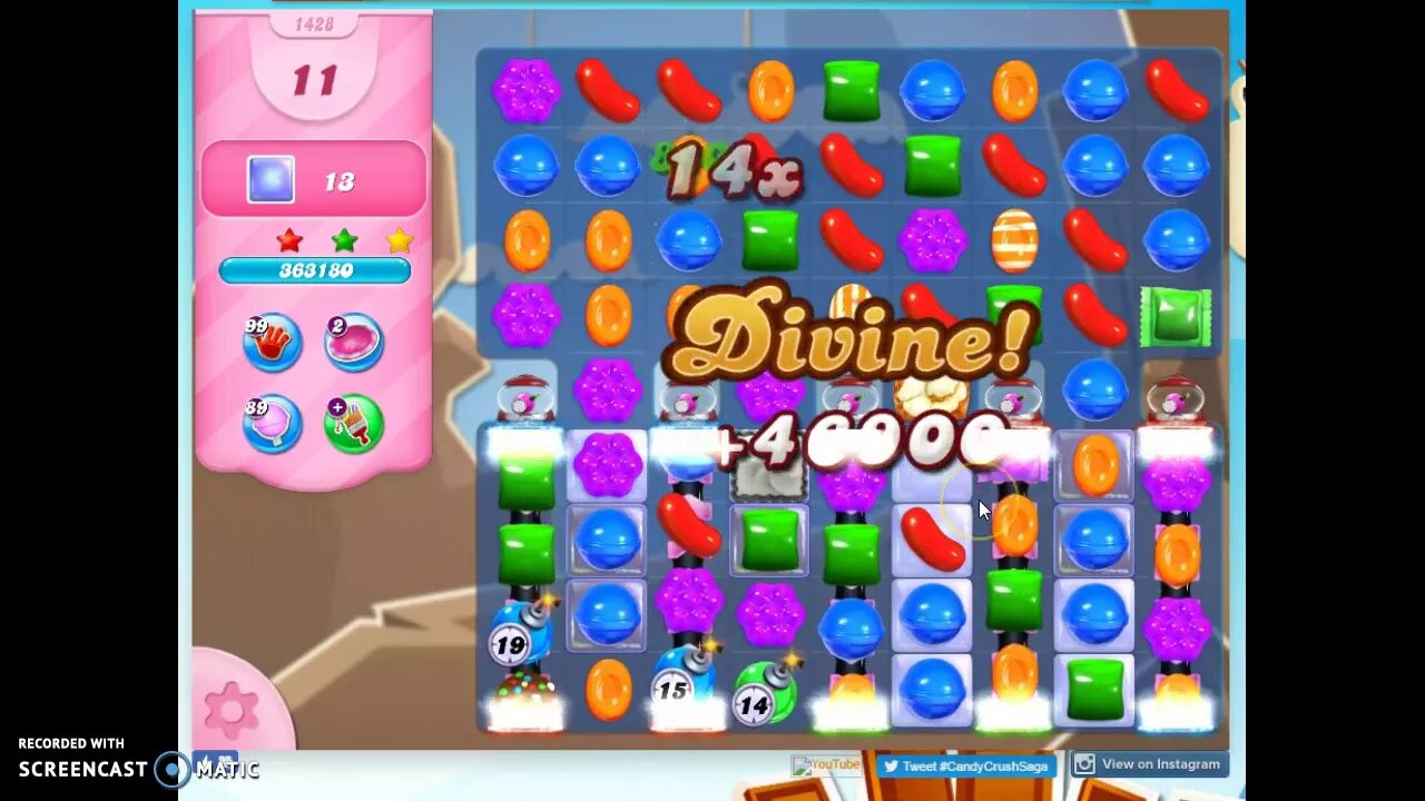 Candy Crush Level 1428 Audio Talkthrough, 3 Stars 0 Boosters