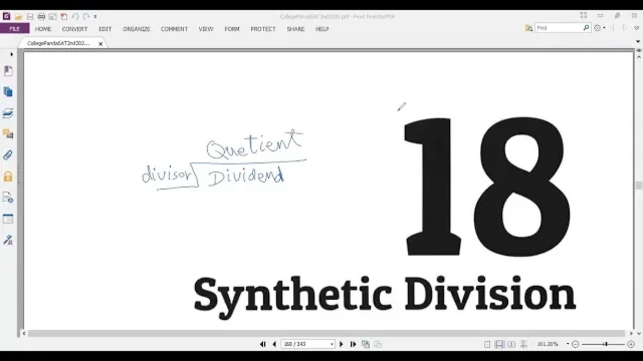 Chapter18 Part 1 (Synthetic Division: Q1 up to Q7) , #Panda #SAT Exercise 2nd Edition