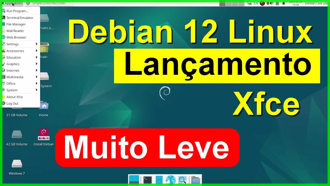 Debian 12 "Bookworm" Xfce. Muito Leve. Uma das melhores Releases do Debian. Agora firmware incluso.