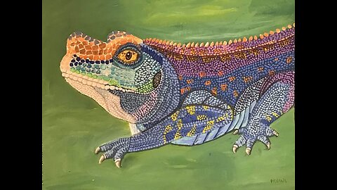 Reptile Series Painting {Rainbow Iguana}