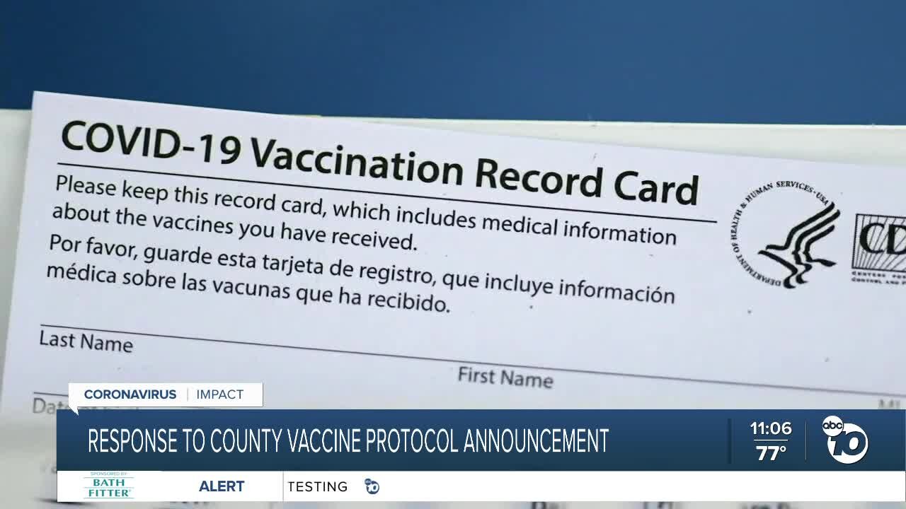 Response to San Diego County employer vaccine recommendation