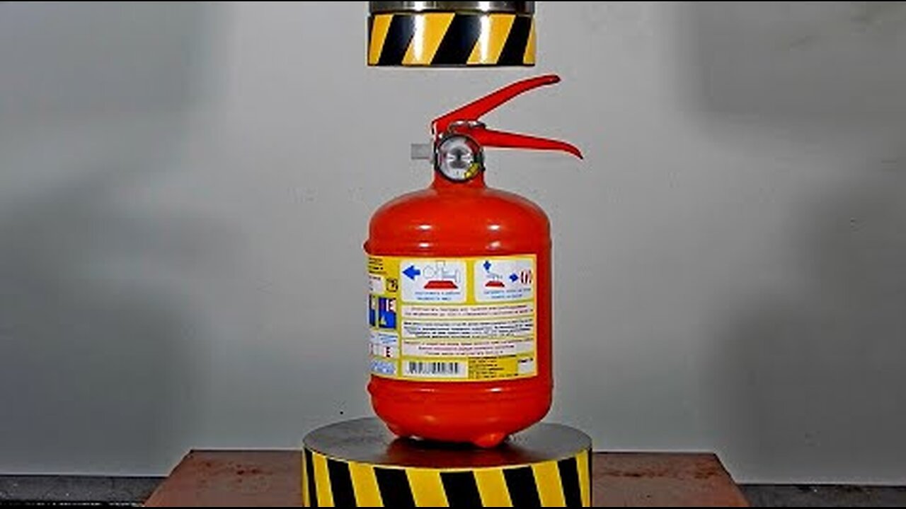 100 TON HYDRAULIC PRESS VS FIRE EXTINGUISHER