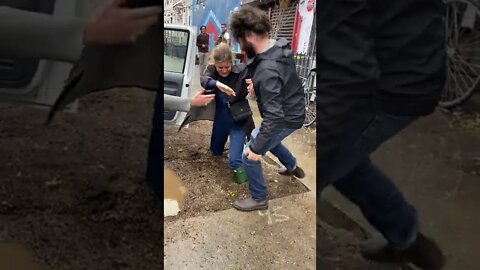 Woman Stuck in Sidewalk Quicksand #MegaFails