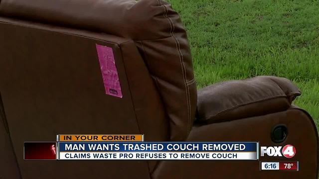 Cape resident says Waste Pro won't pick up old couch