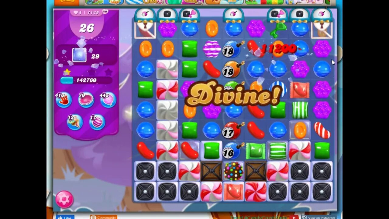 Candy Crush Level 1145 Talkthrough, 35 Moves 0 Boosters