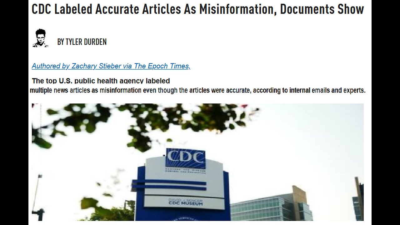 CDC liers label Accurate Articles as misinformation