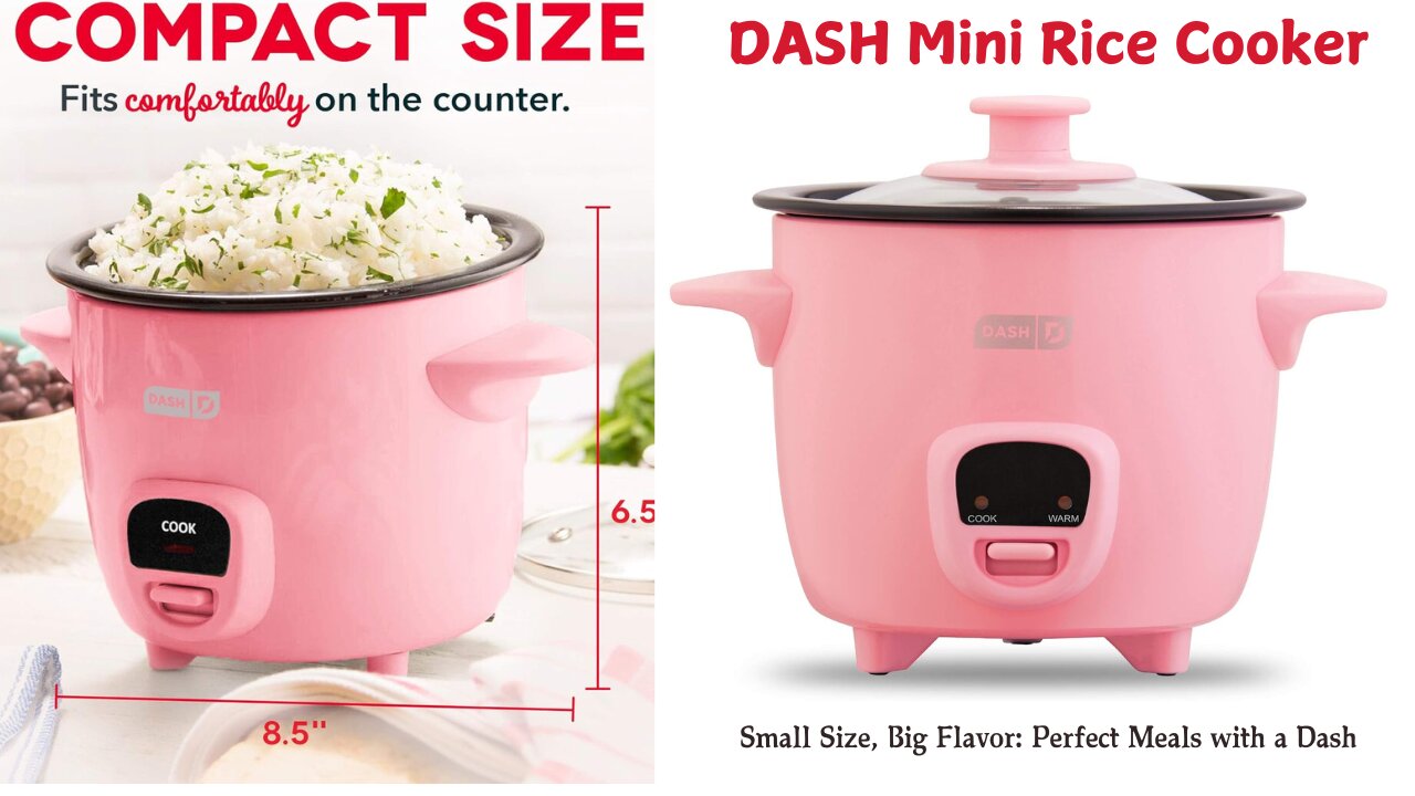 🍚 DASH Mini Rice Cooker: Perfect Pink Meals! 🌸 #QuickCooking #HealthyEats