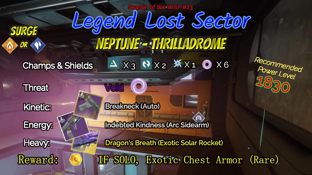 Destiny 2 Legend Lost Sector: Neptune - Thrilladrome on my Arc Warlock 2-19-24