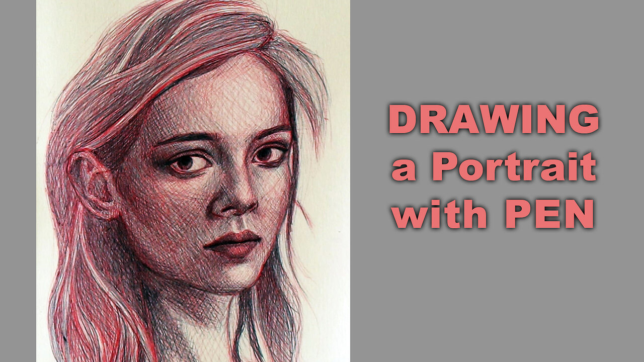 Drawing a portrait with pen