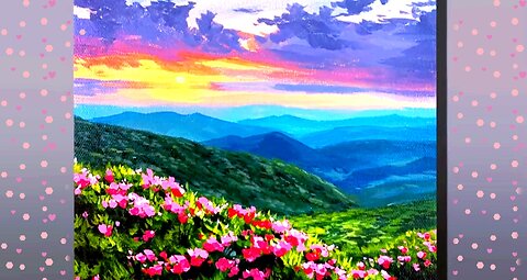 Painting canvas art flower mountains painting |Acrylic painting.