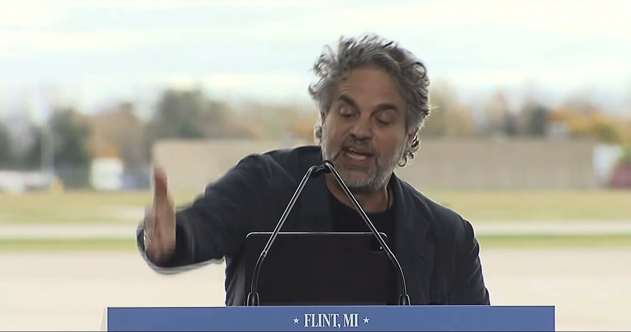 LOCK TRUMP UP! Mark Ruffalo Leads Crowd Chant at Tim Walz rally in Flint Michigan