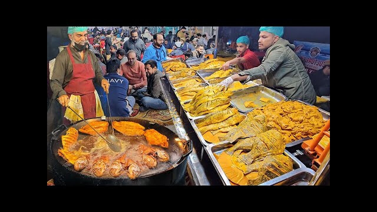 Karachi Fried Fish & Grilled Fish at Biggest Seafood Street LAHORI Spicy Masala FISH FRY Street Food