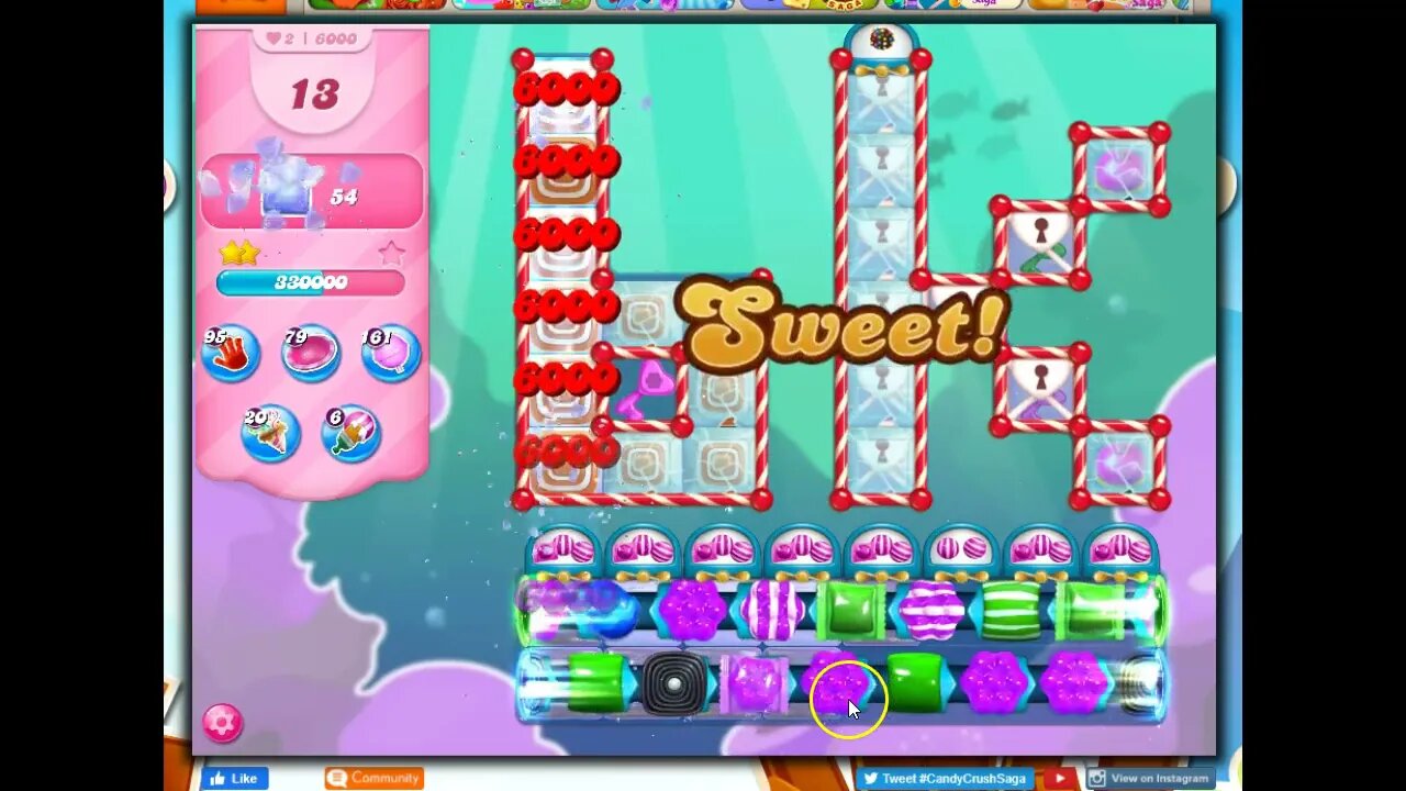 Candy Crush Level 6000 Talkthrough, 15 Moves-I accidentally used a free booster, but it's not needed