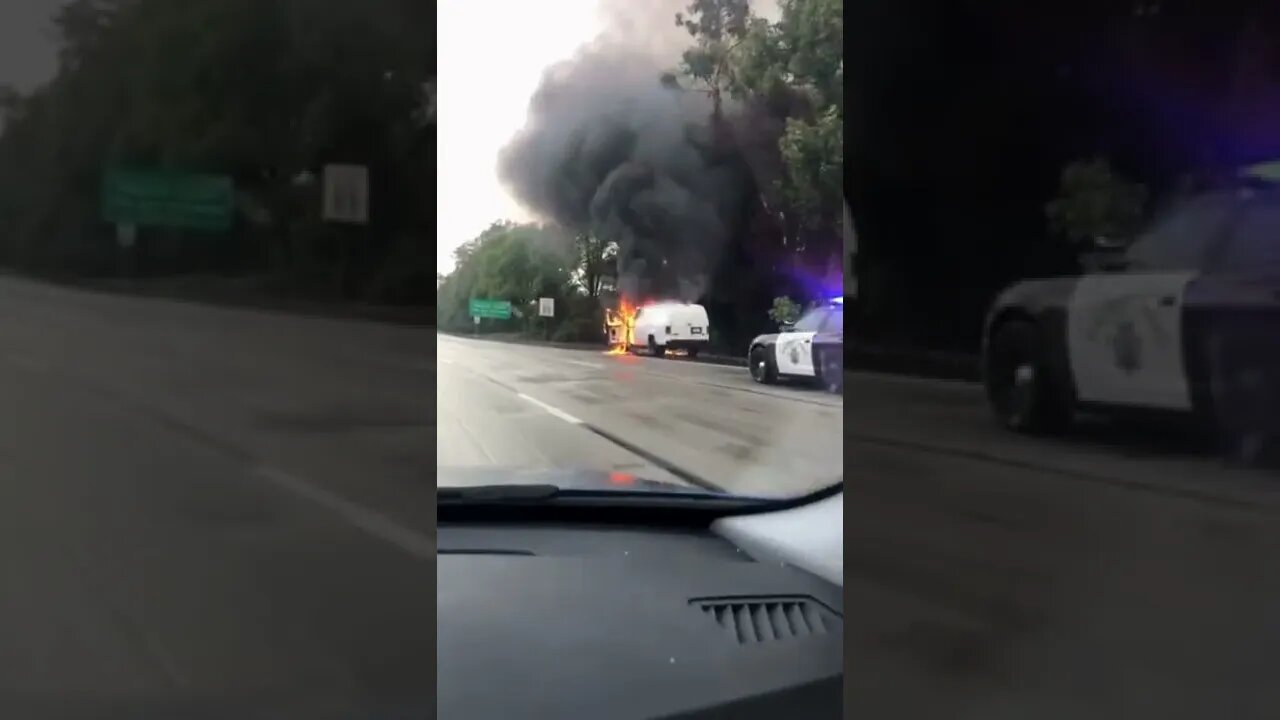 Van on fire!#shorts #van #fire #explosion #california #carfire