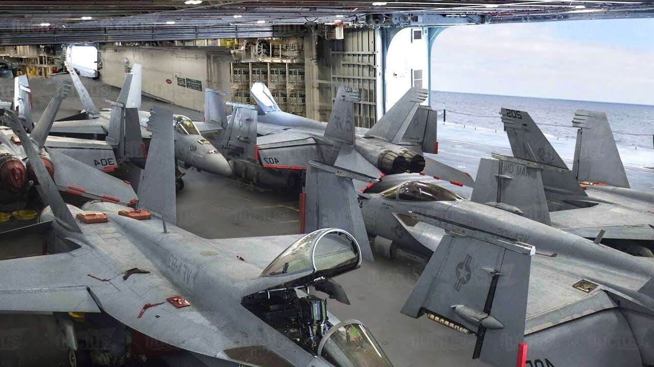 A day in life of an Aircraft Carrier Hangar in Middle of the Ocean