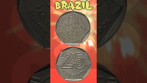 Brazil 25 Centavos 1995.#shorts #education #coinnotesz