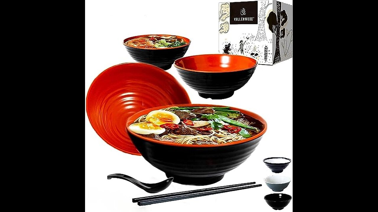 4 Set (16 Piece) Ramen Bowl Set