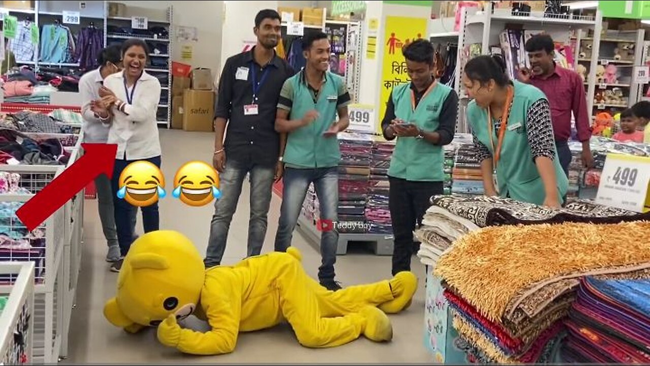 Teddy Bear Prank On Big Shopping Mall 😂😂 Public Crazy Reaction Funny Reaction