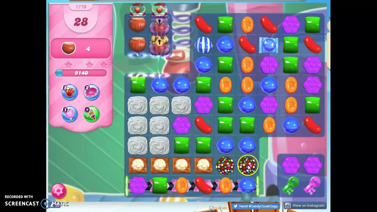 Candy Crush Level 1770 Audio Talkthrough, 2 Stars 0 Boosters