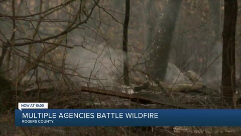 Rogers County agencies battle wildfire