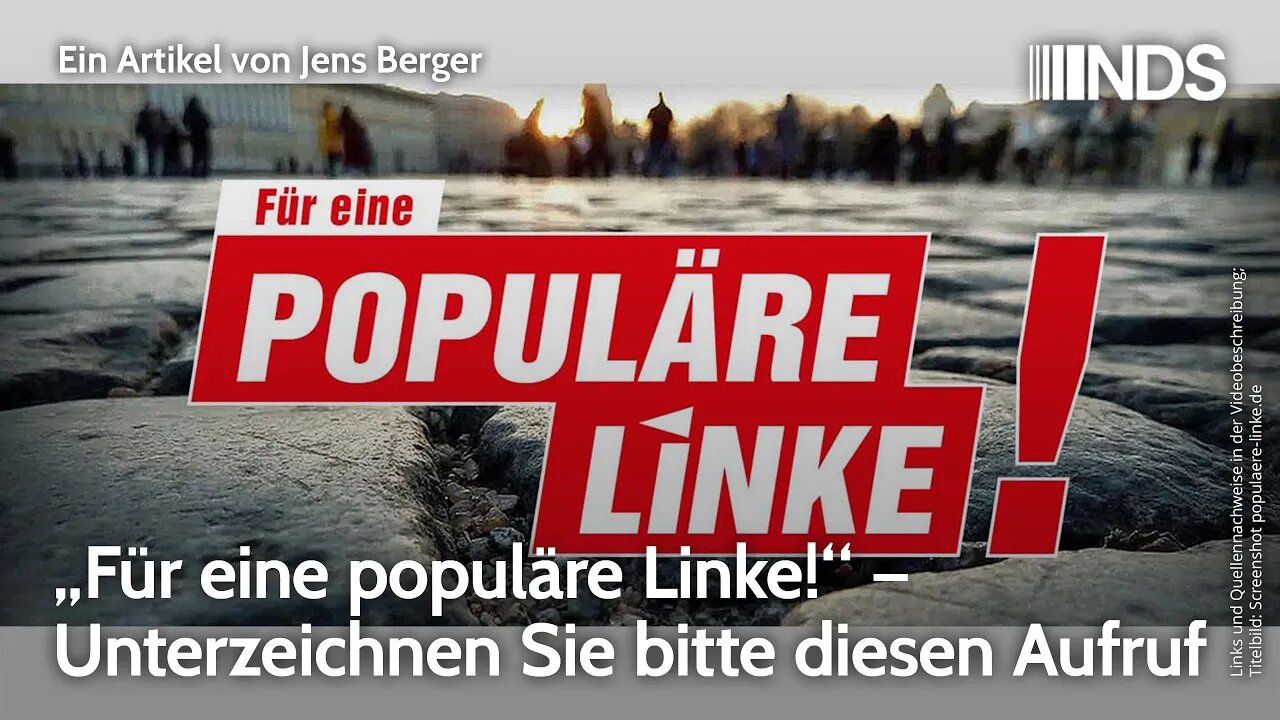 „Für eine populäre Linke!“ – Unterzeichnen Sie bitte diesen Aufruf | Jens Berger | NDS-Podcast