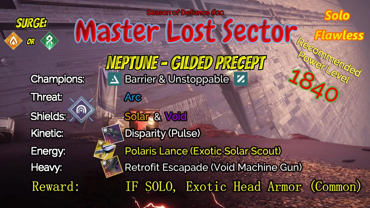 Destiny 2 Master Lost Sector: Neptune - Gilded Precept on my Void Hunter Solo-Flawless 5-7-23