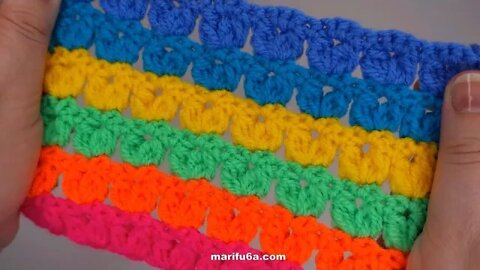 How to crochet colorful V stitch for blanket simple tutorial by marifu6a