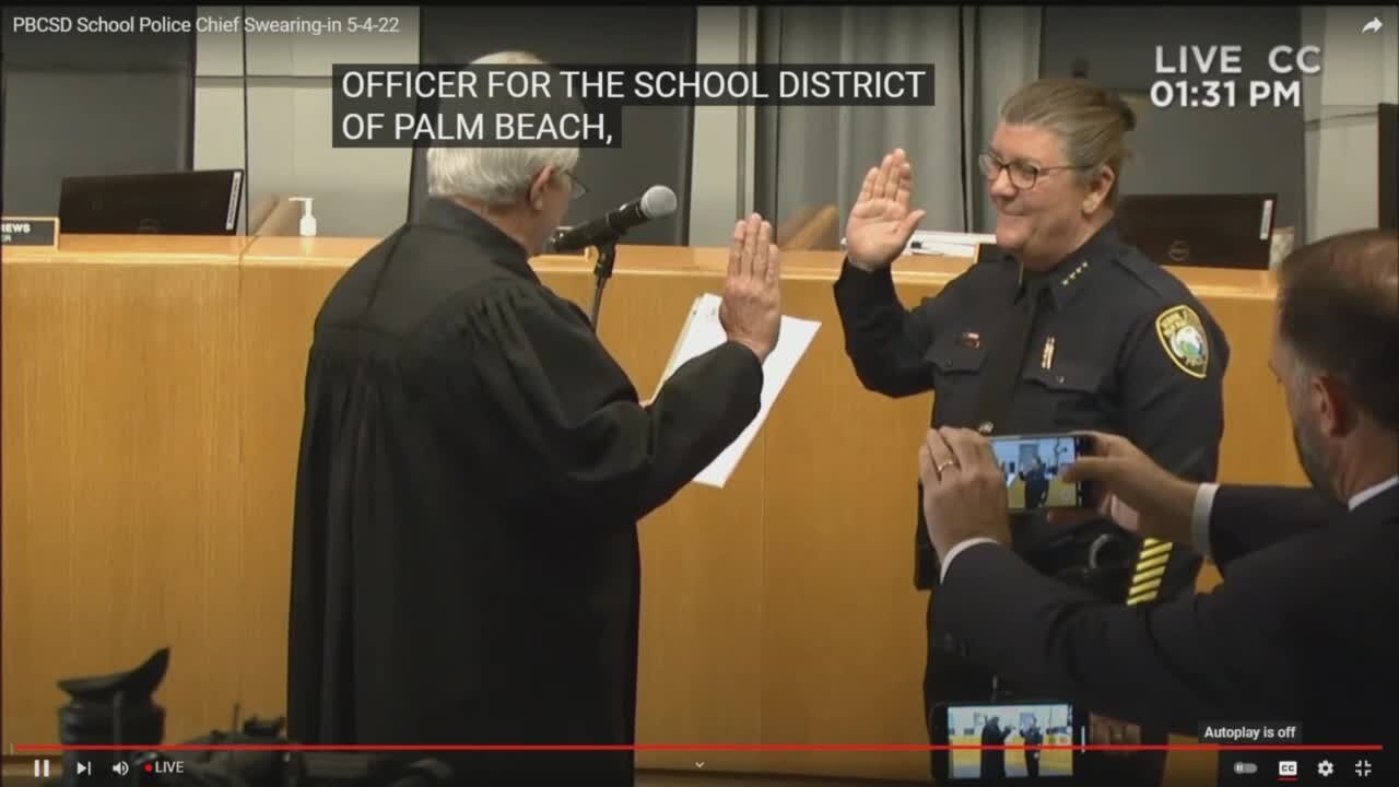 Swearing in ceremony for Palm Beach County school police chief Sarah Mooney