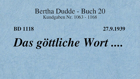 BD 1118 - DAS GÖTTLICHE WORT ....