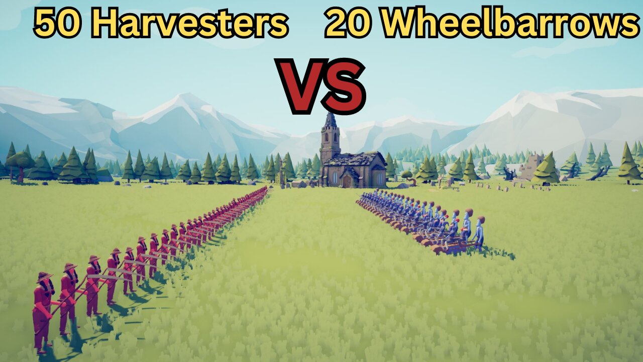 50 Harvesters Versus 20 Wheelbarrows || Totally Accurate Battle Simulator