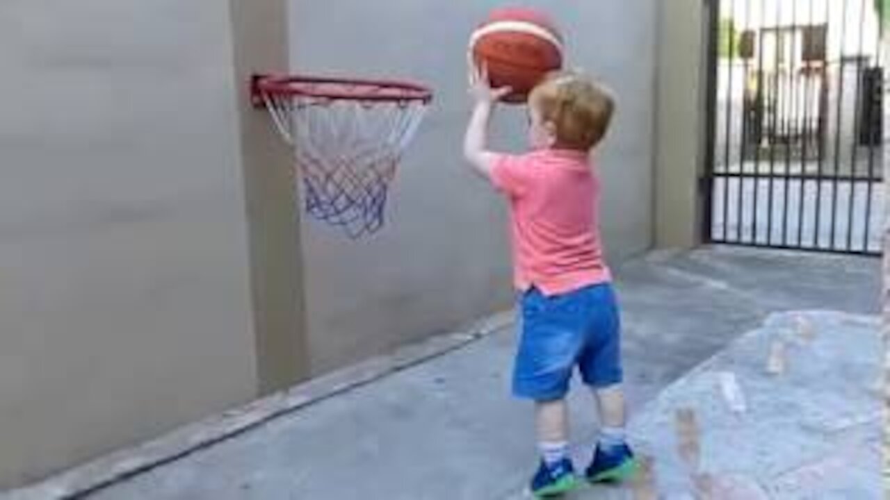 Amazing Baby Basketball Video 22 month old playing basketball