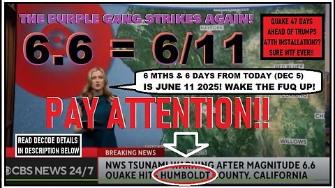 WESTCOAST 6.6 (6/11) QUAKE AND TSUNAMI WARNING? MORE STAGING...EXACTLY AS PUREBLOODZ WARNED YOU!