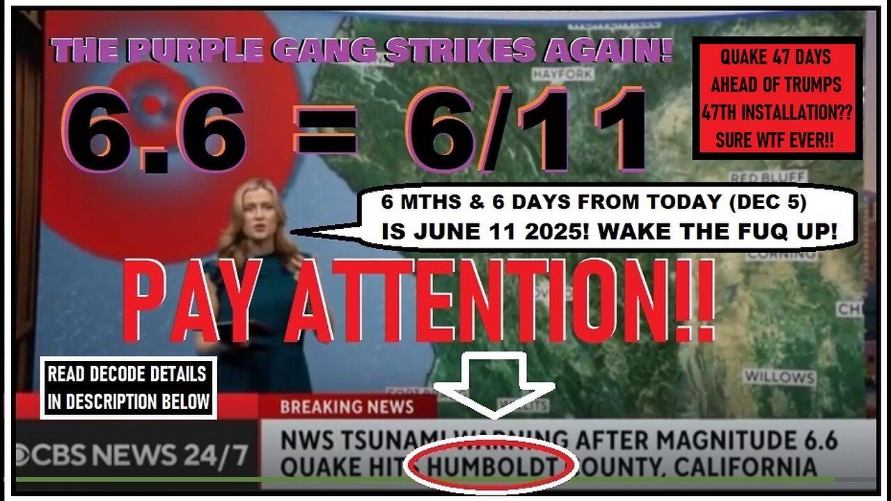 WESTCOAST 6.6 (6/11) QUAKE AND TSUNAMI WARNING? MORE STAGING...EXACTLY AS PUREBLOODZ WARNED YOU!