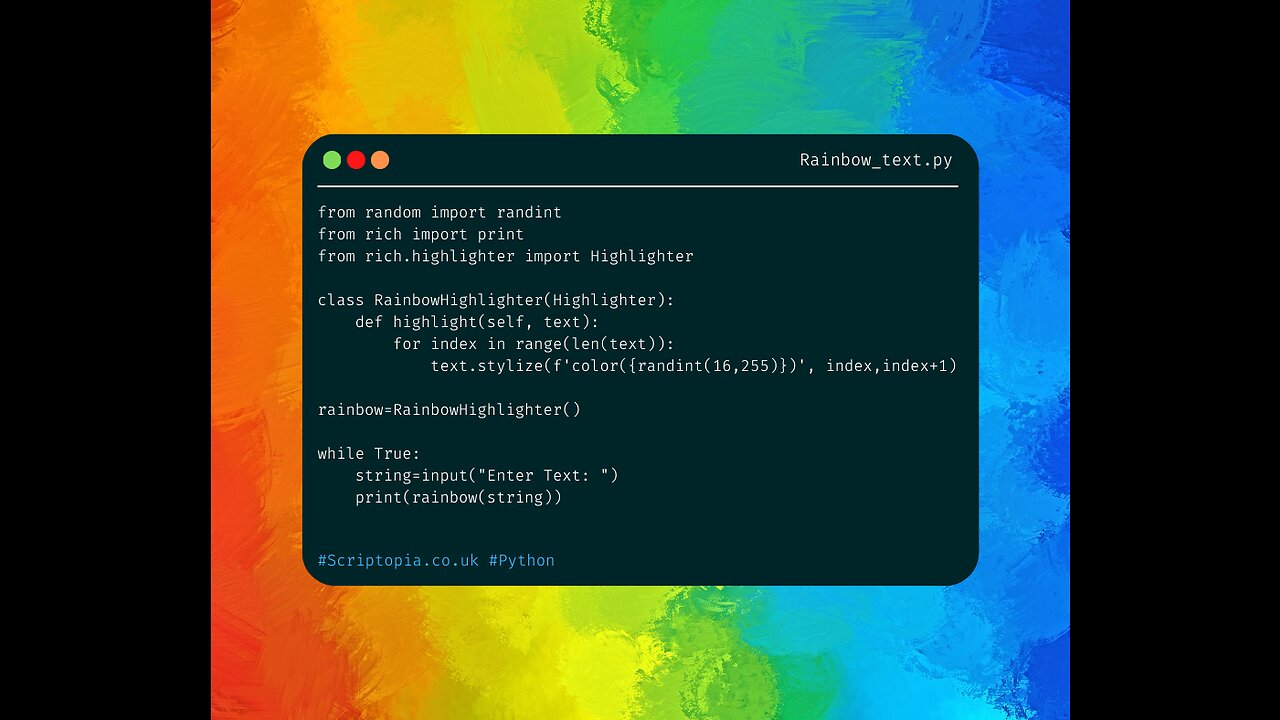 Rainbow coloured text generator