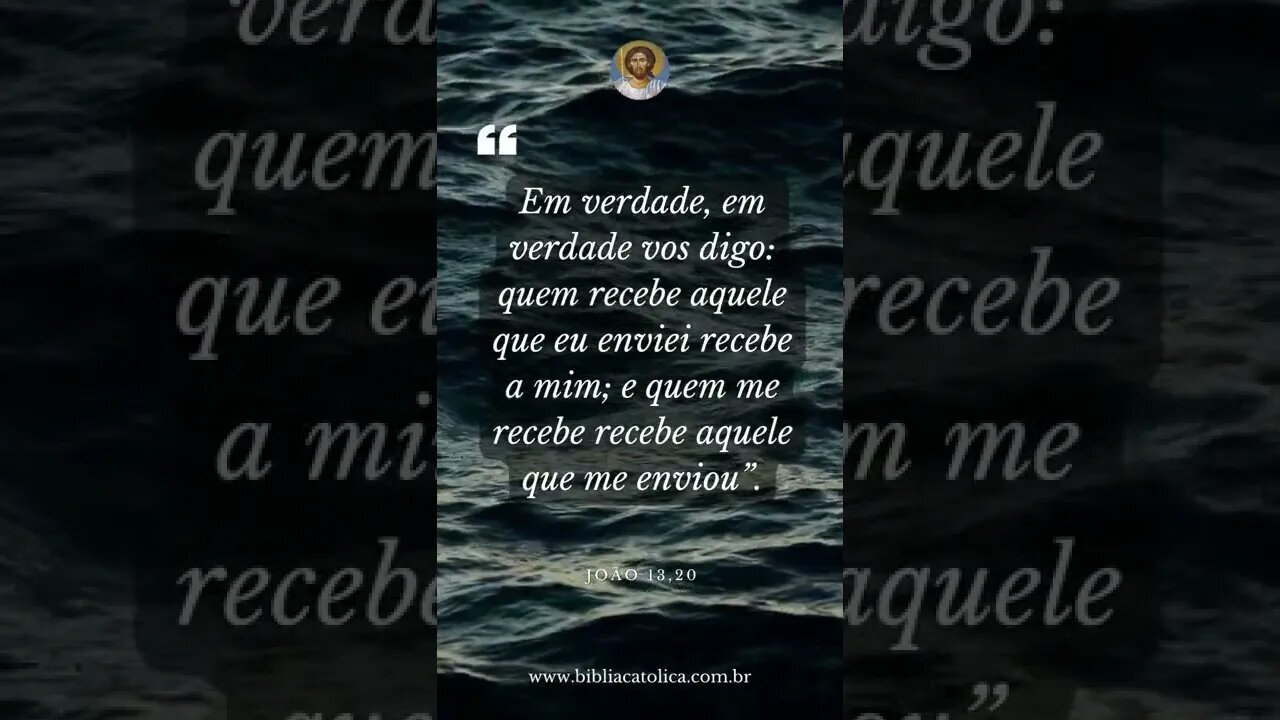 João 13,20 - Em verdade, em verdade vos digo: quem recebe aquele que eu enviei recebe a mim; e quem