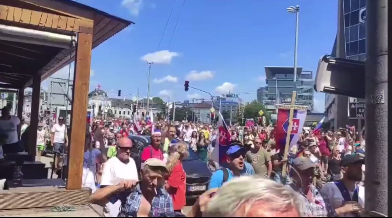 Bratislava slovakia: Police Stand Down and Leave During Vaccine Passport Protest