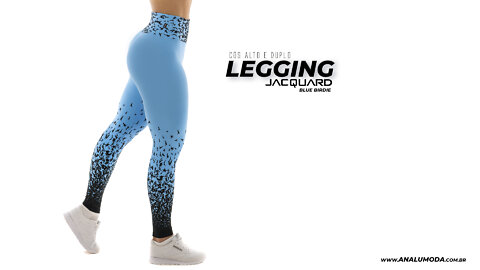 LEGGING CÓS ALTO - JACQUARD ESTAMPADO BLUE BIRDIE