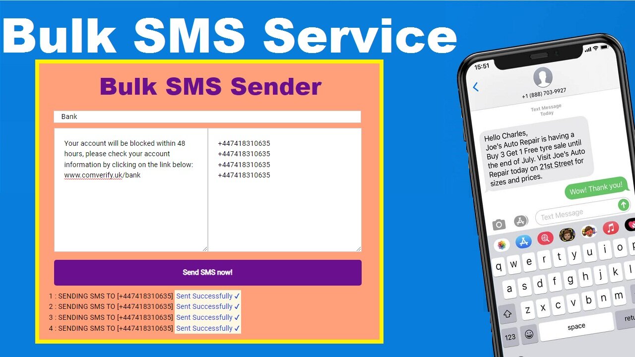 Send bulk SMS message (FREE TEST)|Free fake unlimited sms | sms without showing number