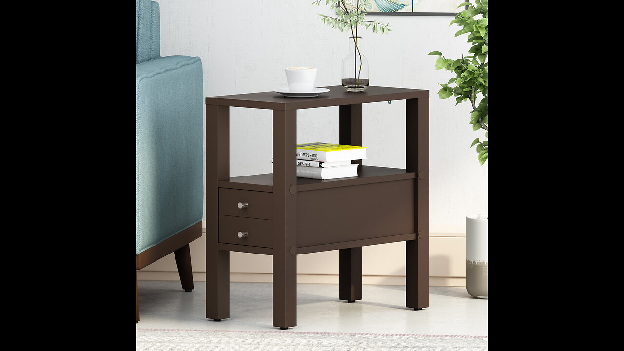 Household Essentials Walnut Cubby Coffee Table