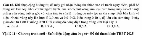 Đề thi tham khảo THPT 2025 - Vật lý 11 - Suất điện động cảm ứng từ - Câu 18 - Chương trình mới