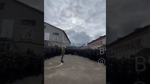 Yevgeny Prigozhin gives a speech to the prisoners for joining the Wagner PMCs