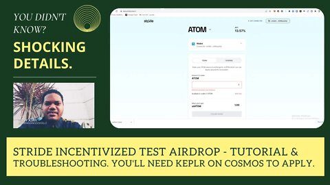 Stride Incentivized Test Airdrop - Tutorial & Troubleshooting. You'll Need Keplr On Cosmos To Apply.