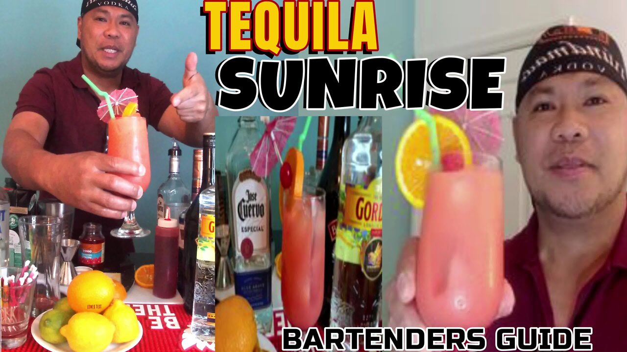 How to make Perfect TEQUILA SUNRISE COCKTAILS,/MIXOLOGIST/BARTENDER /BEST COCKTAILS