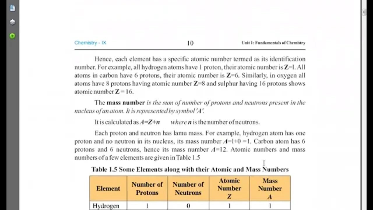 8th Chem Atomic Number and Mass Number