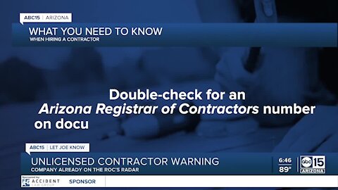 Unlicensed contractor warning: Company already on ROC's radar