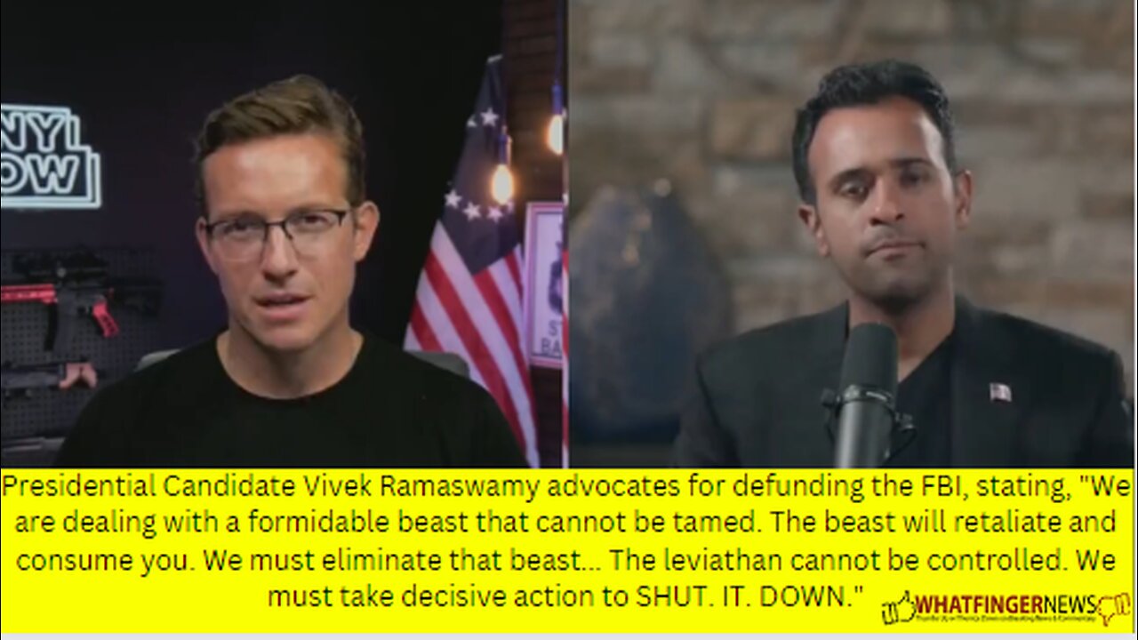 Presidential Candidate Vivek Ramaswamy advocates for defunding the FBI, stating, "We are dealing