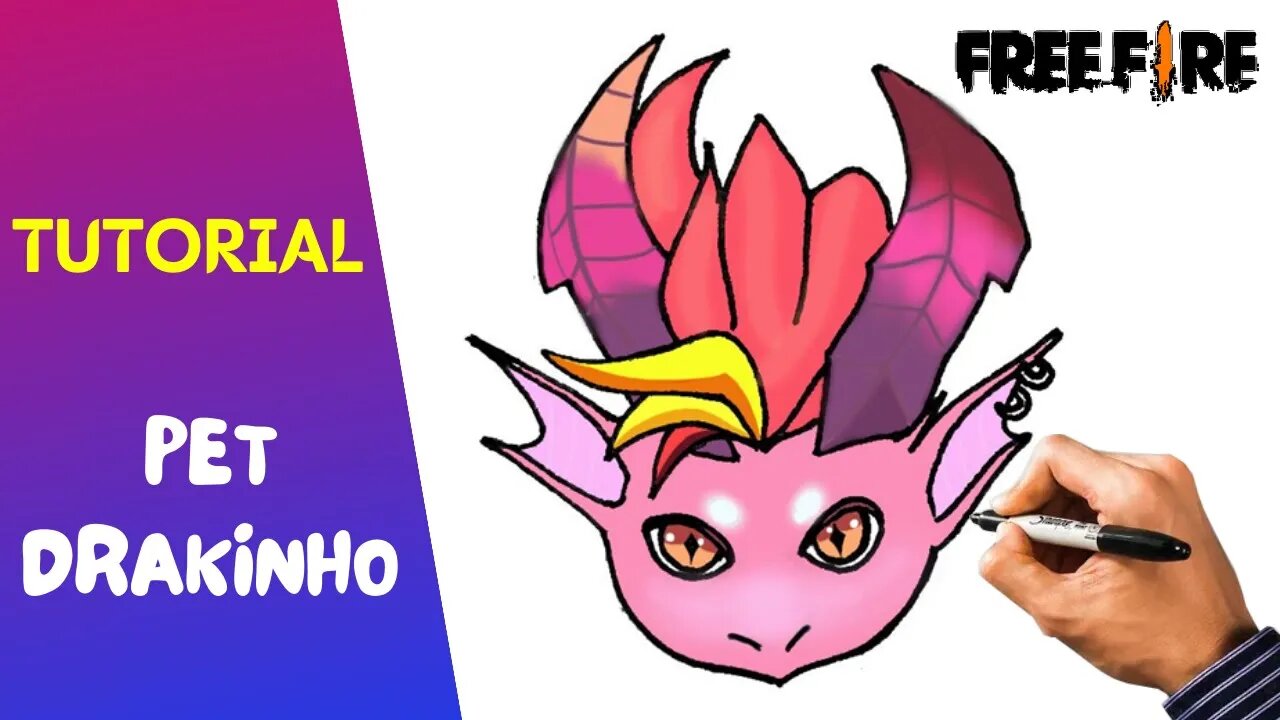 Como Desenhar o Pet Drakinho do Free Fire | Novo Pet Dragão