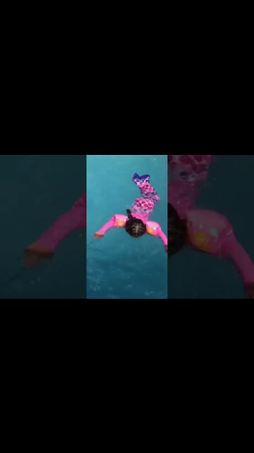 ME VESTI DE SEREIA #infantil #criança #piscina #natação #shorts